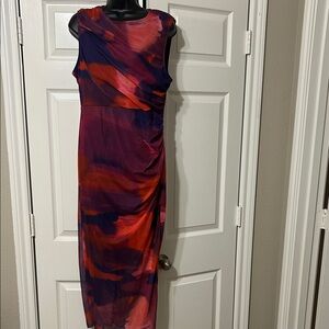 SHEIN Red and Purple Sleeveless Midi Dress